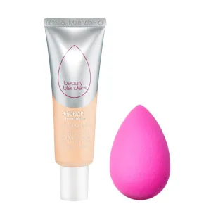 Beautyblender Bounce Liquid Whip Long Wear Foundation (1.30 W Light Sand) & Original Pink Beauty Blender Makeup Sponge Bundle