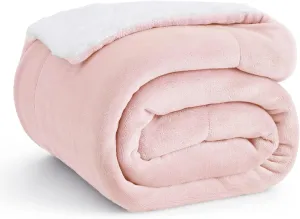 Bedsure Sherpa Fleece Throw Blanket for Couch - Thick and Warm, Soft Fuzzy Plush Throw Blanket for Winter, Pink, 50x60 Inches