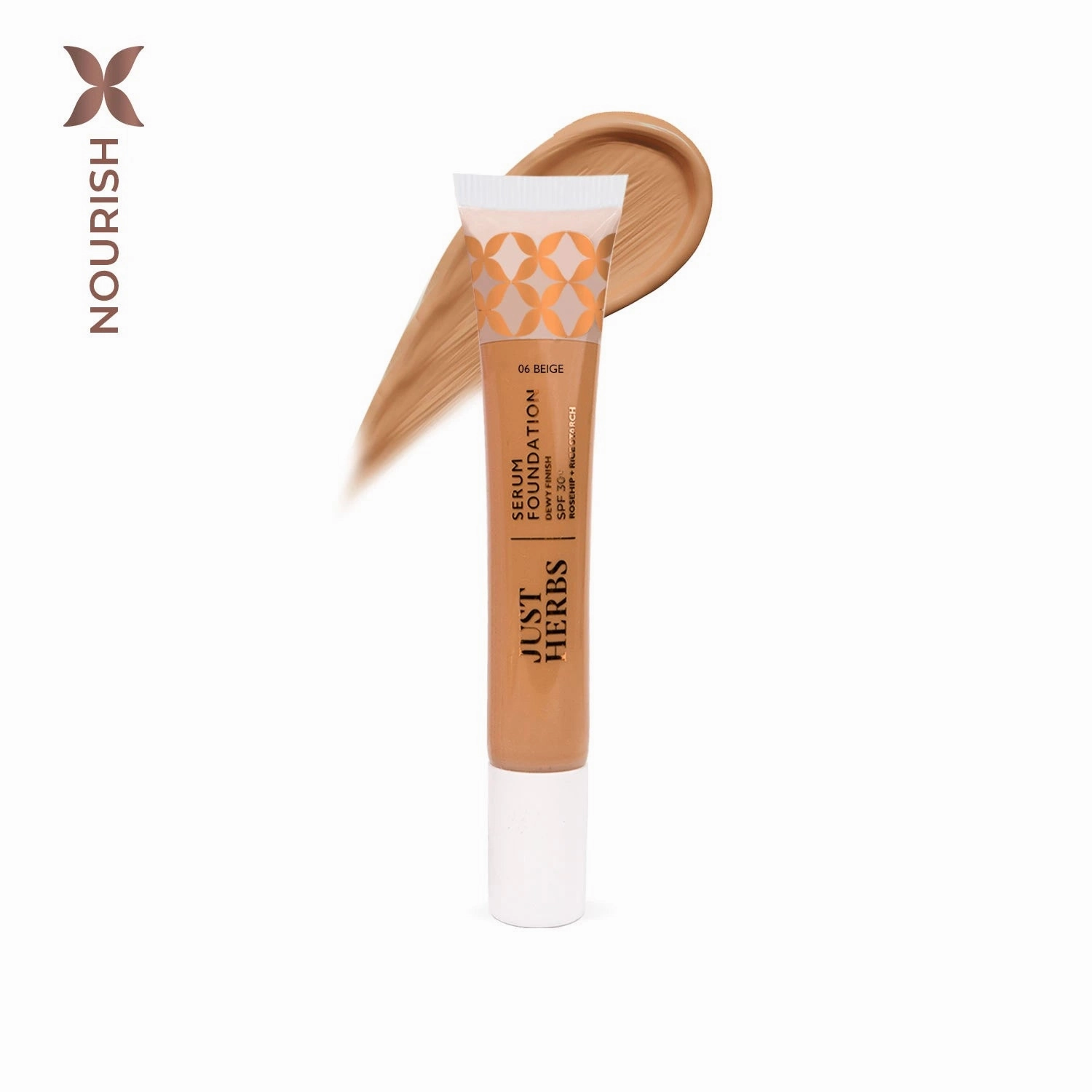 Beige: Serum Foundation Dewy Finish SPF30  Tube with Rosehip & Rice Starch