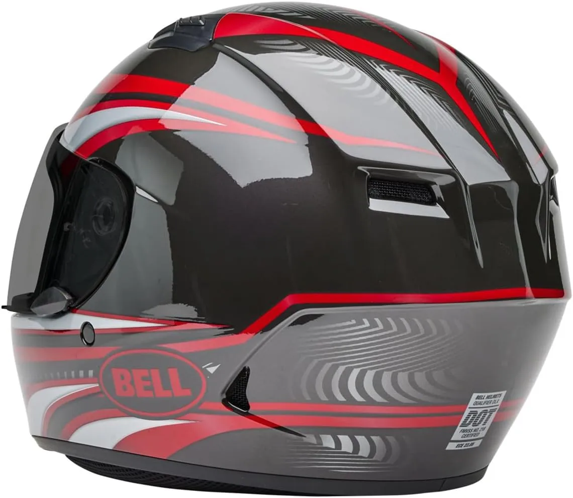 BELL Qualifier Full-Face Motorcycle Helmet (Gloss Conduit Charcoal/Candy Red - Medium)
