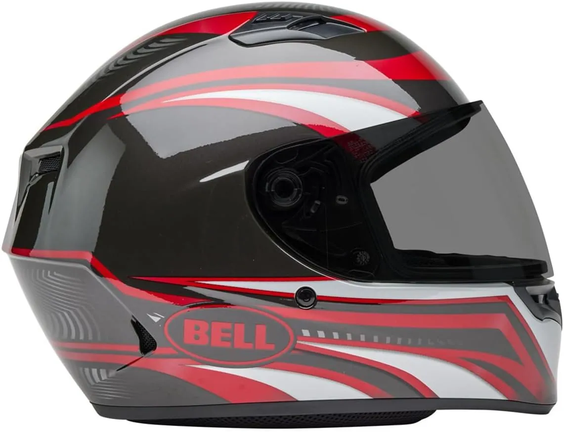 BELL Qualifier Full-Face Motorcycle Helmet (Gloss Conduit Charcoal/Candy Red - Medium)