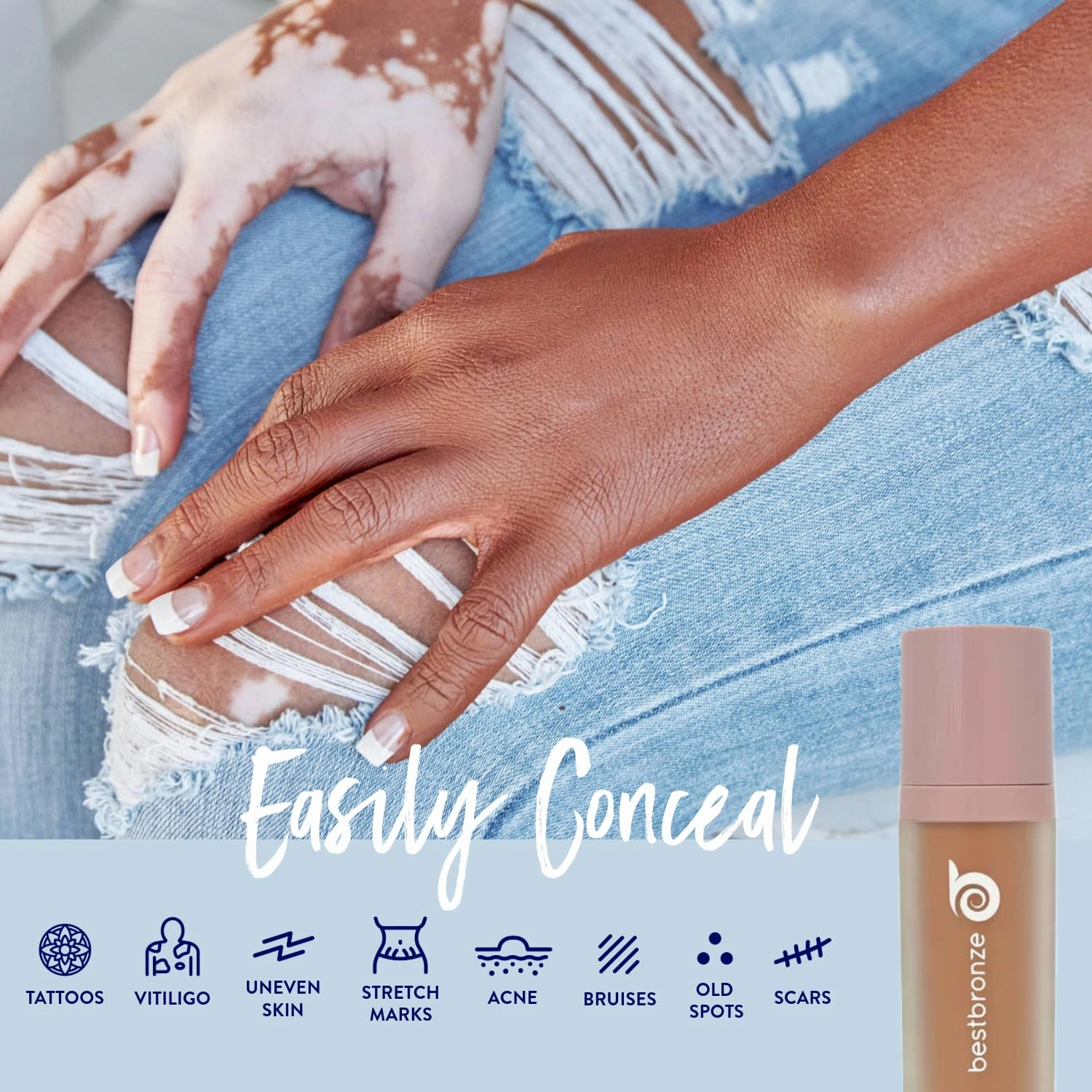 Best Bronze Bombshell Body Makeup - Tattoo Cover Up Makeup & Body Foundation Waterproof - Tattoo Concealer Waterproof for Scars, Varicose Veins Cover Up & Leg Foundation (NC45 Bronze)