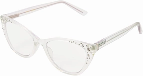 Betsey Johnson Women's Iced Cat Eye Blue Light Reading Glasses, Clear, 51 mm   0
