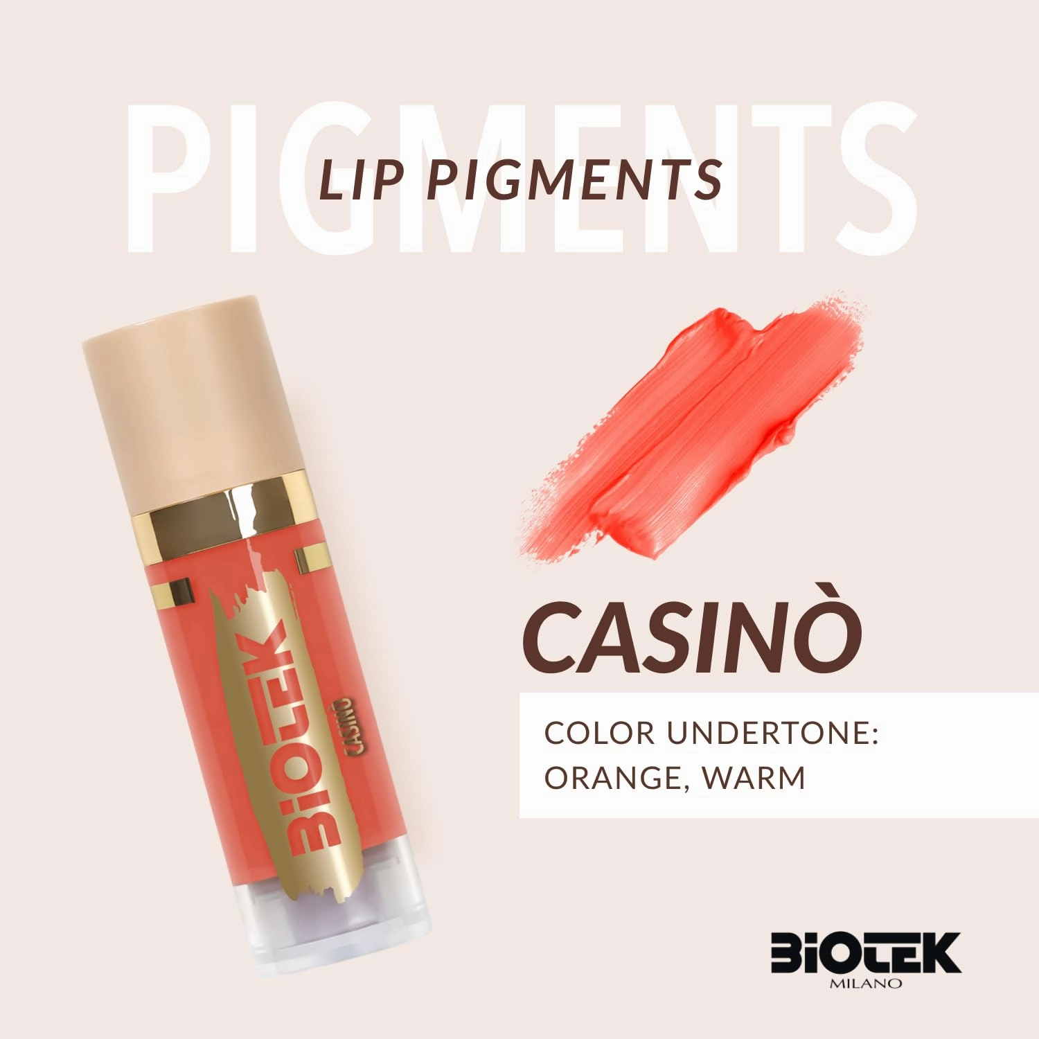 Biotek Lip Pigment for Permanent Makeup - Orange Peach Color for Lip - Made in Italy - Casinò 0,61 fl.oz.