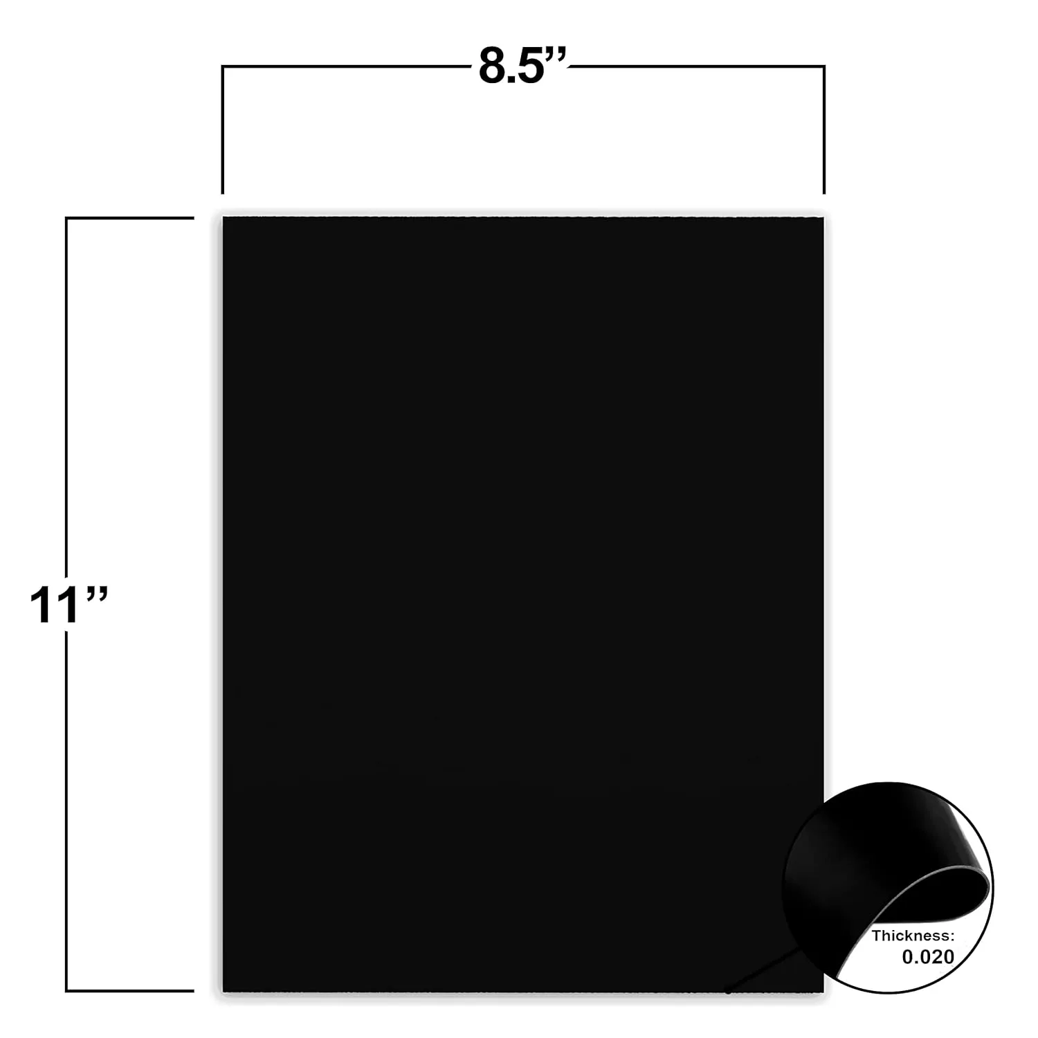 Black Polystyrene Flexible Plastic Board Sheet 8.5" x 11" (.020 Thick) Styrene Sheet, Ideal for Modeling Projects, Displays, Plastic Sheets for Crafts, Styrene Sheets Durable Plastic Sheet (5-Pack)