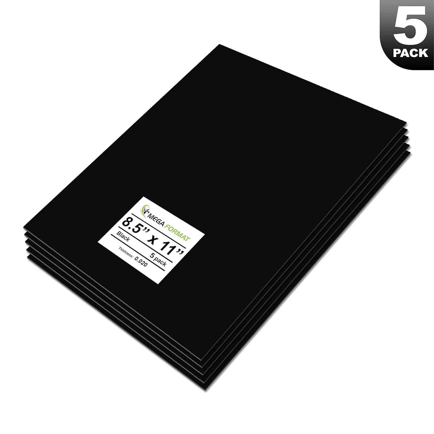 Black Polystyrene Flexible Plastic Board Sheet 8.5" x 11" (.020 Thick) Styrene Sheet, Ideal for Modeling Projects, Displays, Plastic Sheets for Crafts, Styrene Sheets Durable Plastic Sheet (5-Pack)