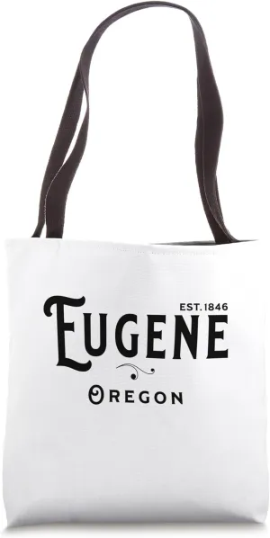 Black Text Vintage Merch Souvenir Visit Eugene Oregon Tote Bag