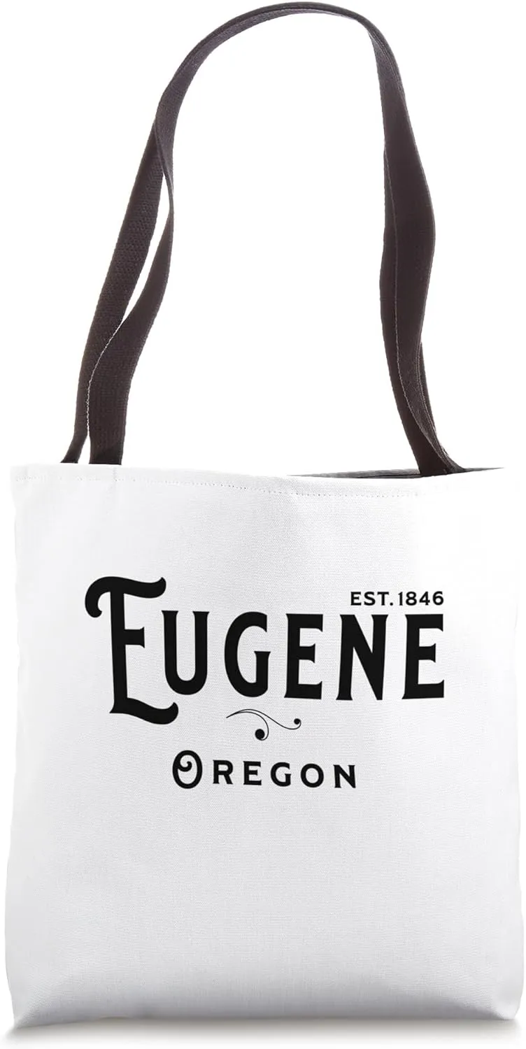 Black Text Vintage Merch Souvenir Visit Eugene Oregon Tote Bag