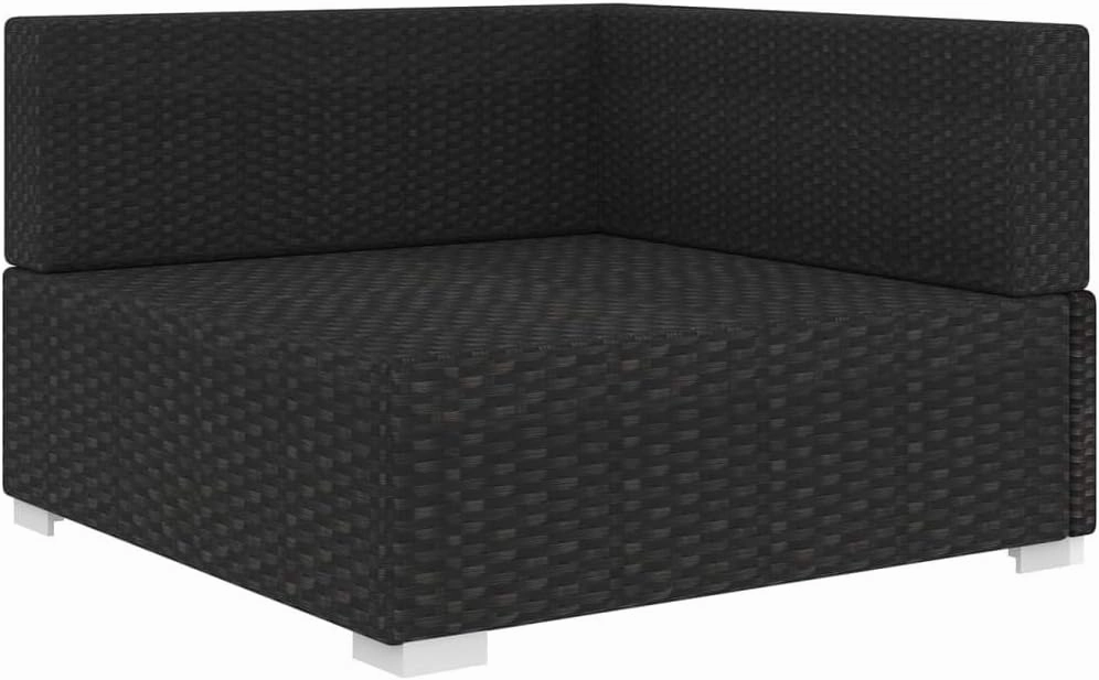Black PE Rattan Modular Outdoor Sectional Corner Chair with Cushions 27.6"x27.6"x20.7" Weather-Resistant Patio Furniture for Poolside Camping and Backyard Lounge