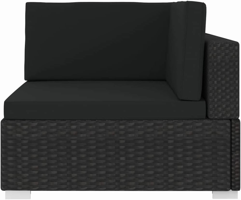 Black PE Rattan Modular Outdoor Sectional Corner Chair with Cushions 27.6"x27.6"x20.7" Weather-Resistant Patio Furniture for Poolside Camping and Backyard Lounge
