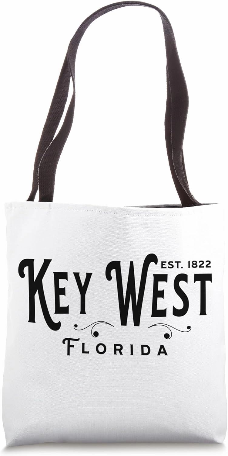Black Text Vintage FL Merch Souvenir Visit Key West Florida Tote Bag
