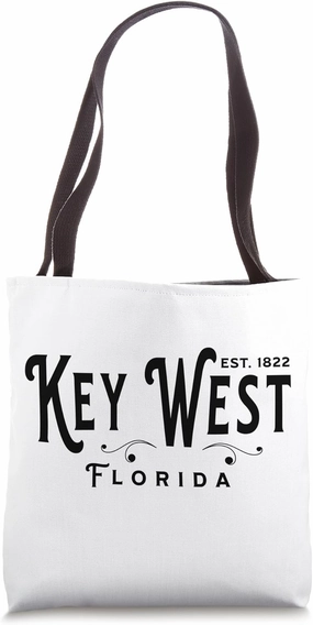 Black Text Vintage FL Merch Souvenir Visit Key West Florida Tote Bag
