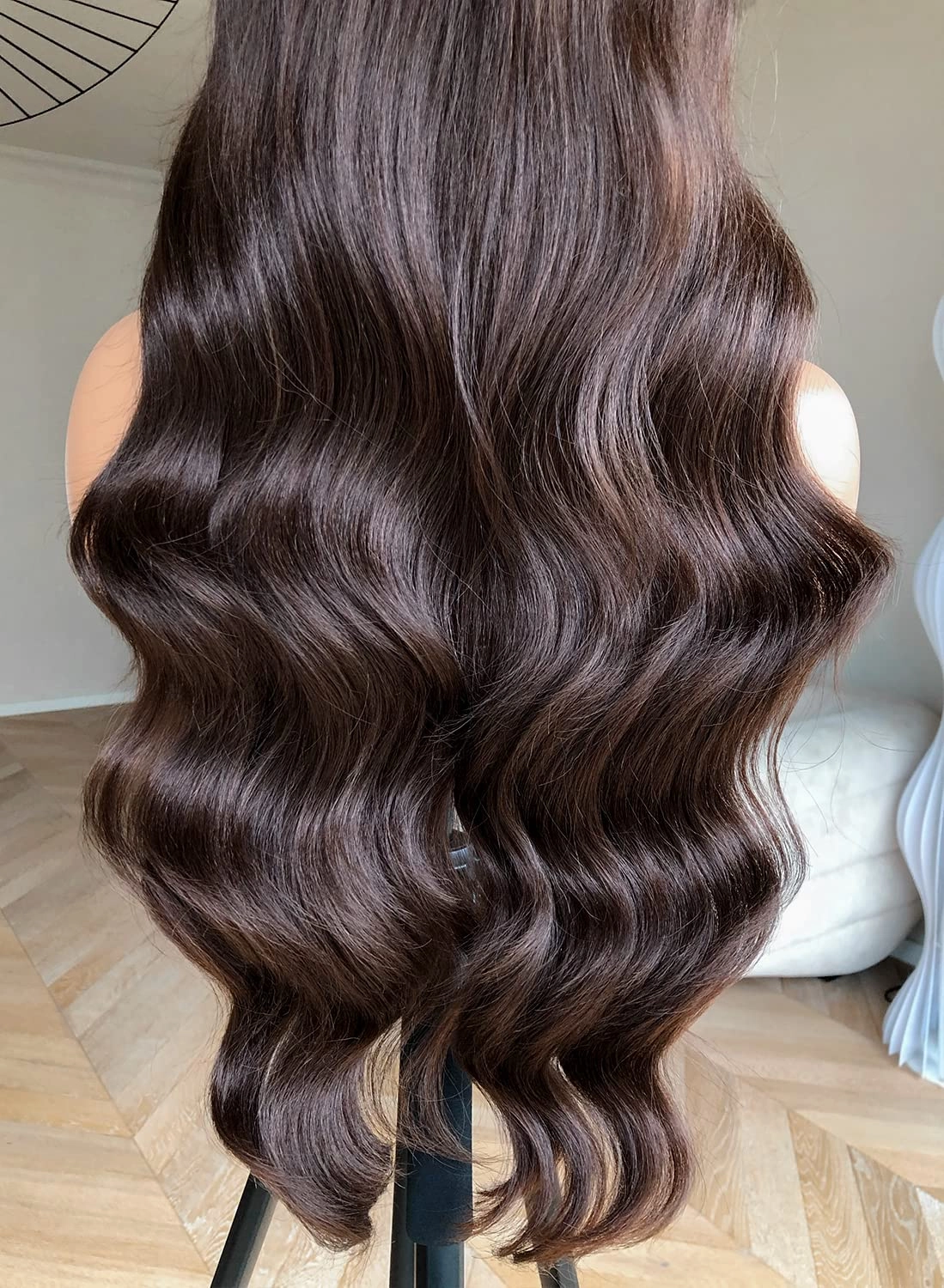 BlackSwern Brown Wig Chocolate Brown Body Wave Lace Front Wig Pre-plucked Pre-layered Pre-styled, Glueless Lace Wigs for Black Women