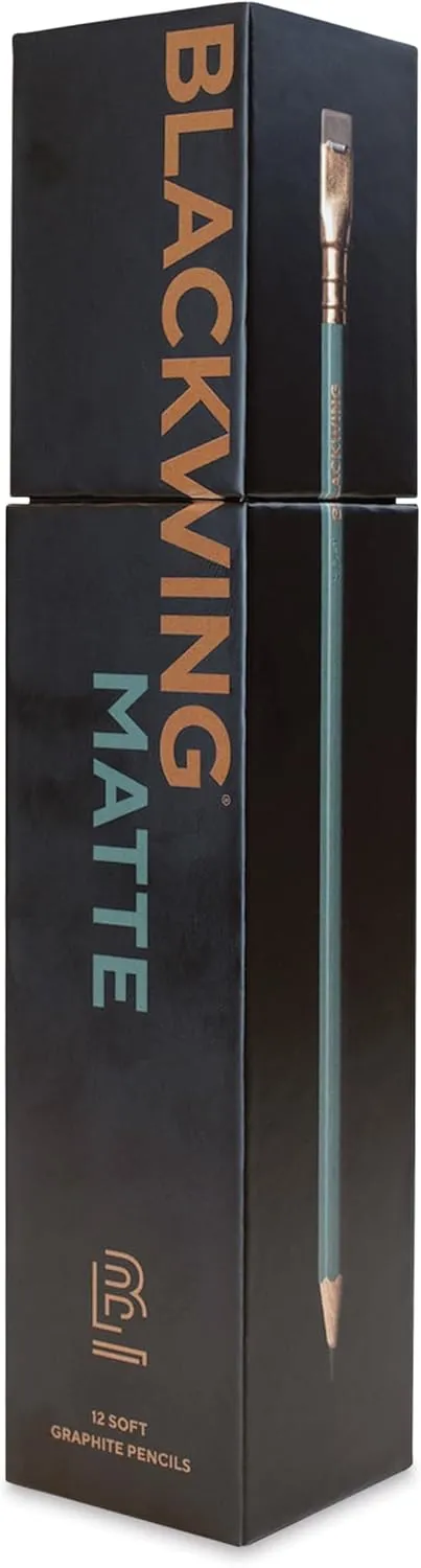 Blackwing Matte Pencils - 12 Count, Green Finish, 3B Soft Lead, Premium Wood, Japanese Graphite, Great for Drawing
