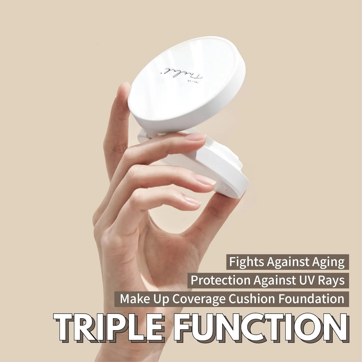 BLANC DOUX Oligo Hyaluronic Acid Healthy Cream Cushion (02 Beige), Sleek, Portable, and Functional Makeup to Protect and Keep Your Skin Moisturized