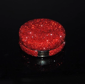 Bling Diamond Makeup Powder Empty Container, Cushion Foundation Case with Round Mirror, Air Cushion Puff Case, Foundation BB Cream Box -Red