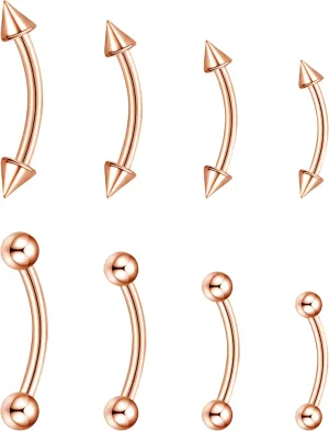BLISI G23 Solid Titanium Eyebrow Piercing Jewelry, Gokd Black Rose Gold Silver Pink Rainbow Eyebrow Rings 16G Curved Barbell,Tiny Vertical Labret Lip Jewelry Rook Piercing Jewelry for Women and Men