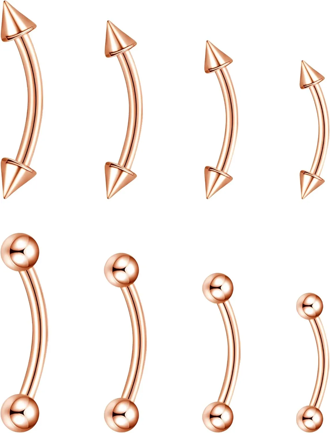 BLISI G23 Solid Titanium Eyebrow Piercing Jewelry, Gokd Black Rose Gold Silver Pink Rainbow Eyebrow Rings 16G Curved Barbell,Tiny Vertical Labret Lip Jewelry Rook Piercing Jewelry for Women and Men