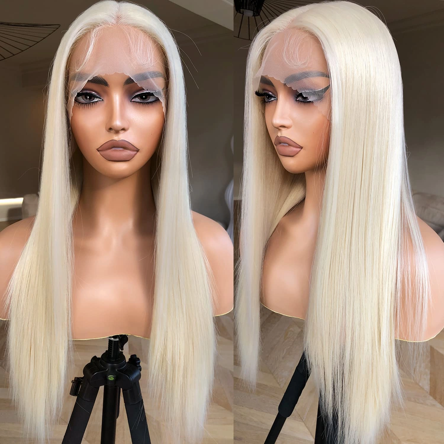 Blonde Lace Front Wig Pre Plucked, Synthetic Lace Front Wig Pre Plucked Ready to Wear, Glueless 13X5X1 HD Lace Front Wigs for Women 180 Density, Pre-toned 613 Blonde Wig