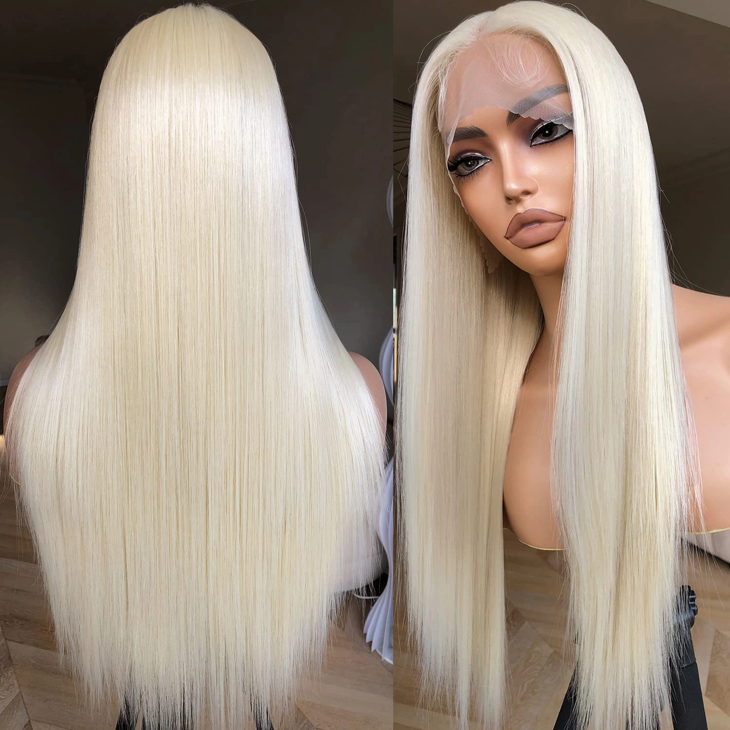 Blonde Lace Front Wig Pre Plucked, Synthetic Lace Front Wig Pre Plucked Ready to Wear, Glueless 13X5X1 HD Lace Front Wigs for Women 180 Density, Pre-toned 613 Blonde Wig