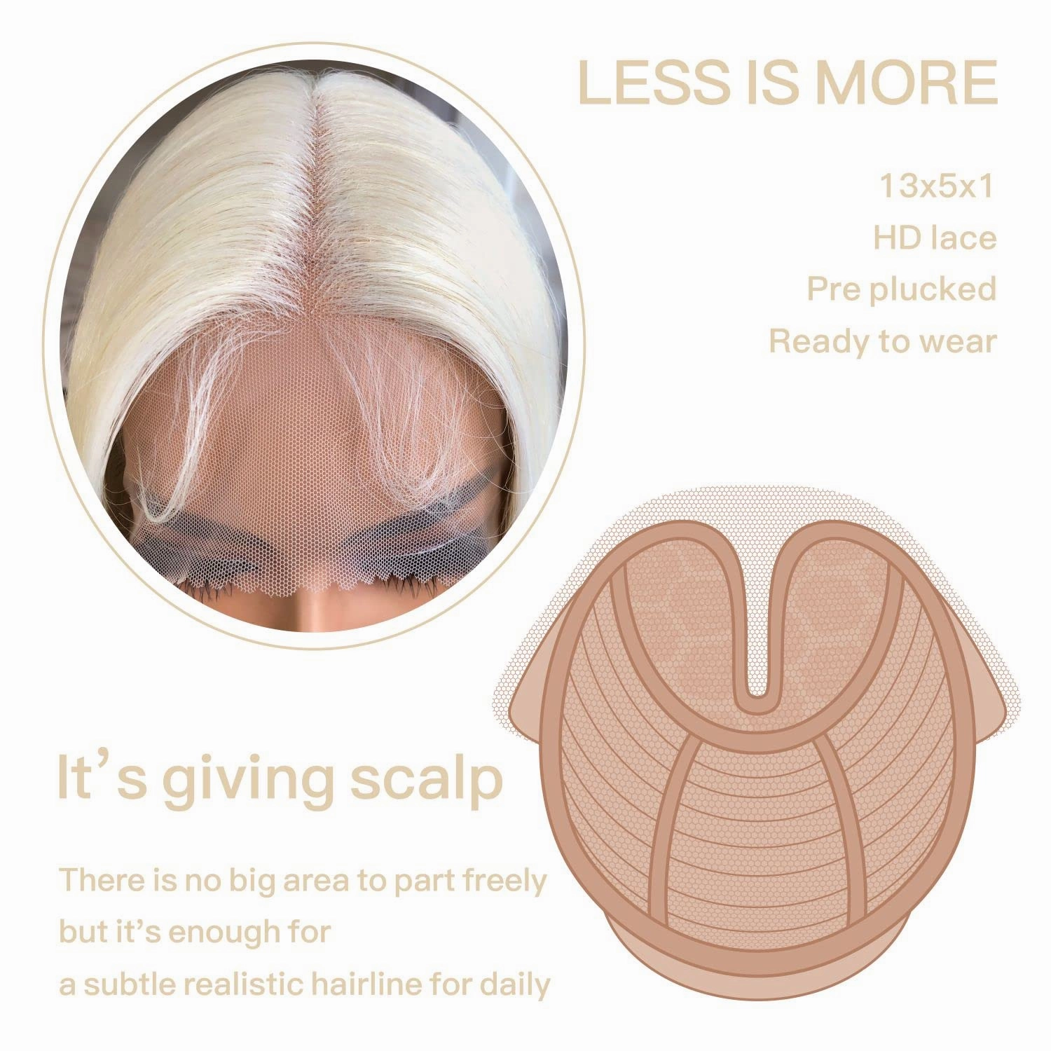 Blonde Lace Front Wig Pre Plucked, Synthetic Lace Front Wig Pre Plucked Ready to Wear, Glueless 13X5X1 HD Lace Front Wigs for Women 180 Density, Pre-toned 613 Blonde Wig