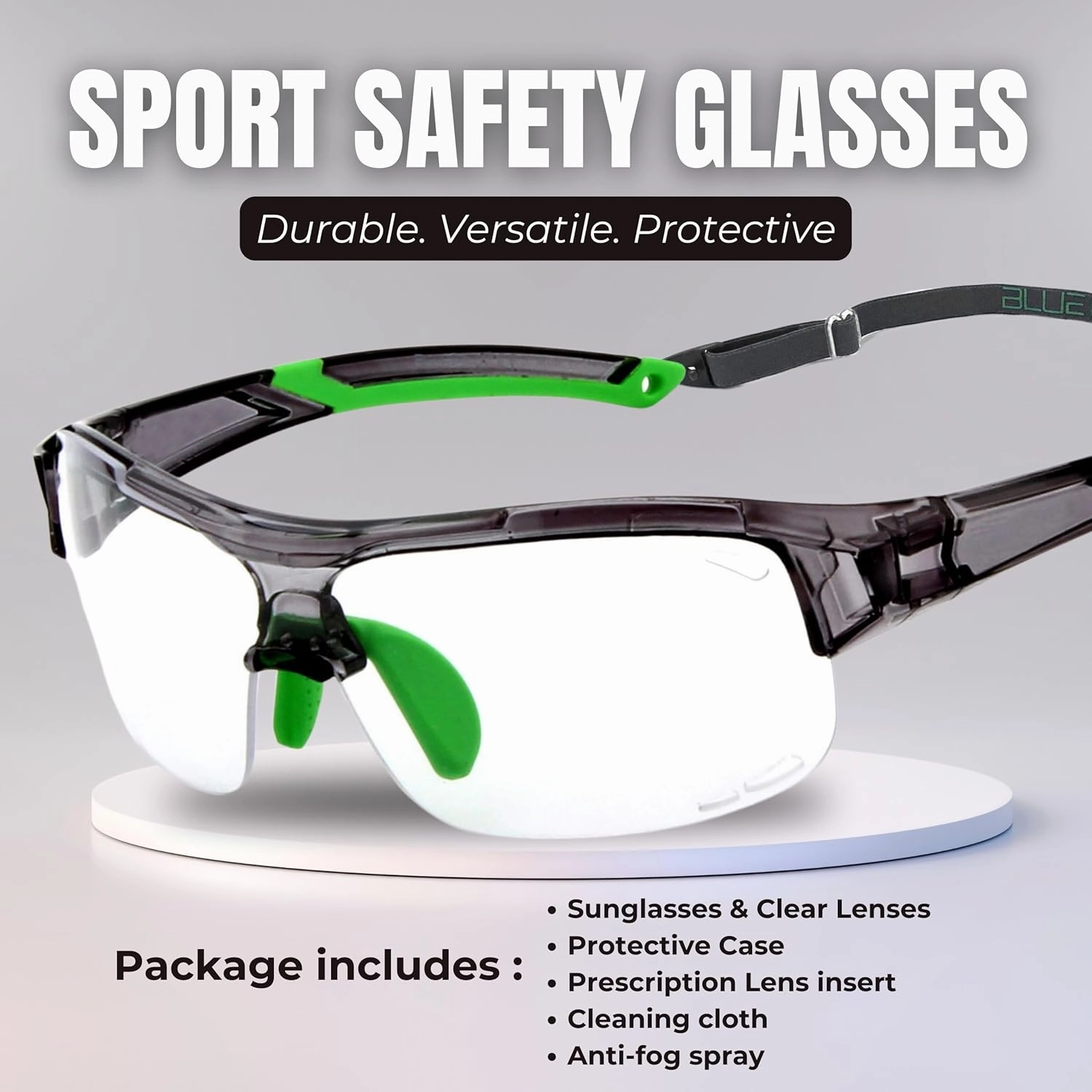 BLUE CUT Sports Safety Goggles Interchangeable Sun Lens Anti Fog UV Protection Indoor Outdoor Pickleball Cycling Basketball