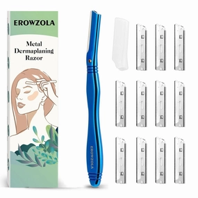 Blue Razors for Women Face   6 Blades - Remove Peach Fuzz Hair and Exfoliation, Shape Brows