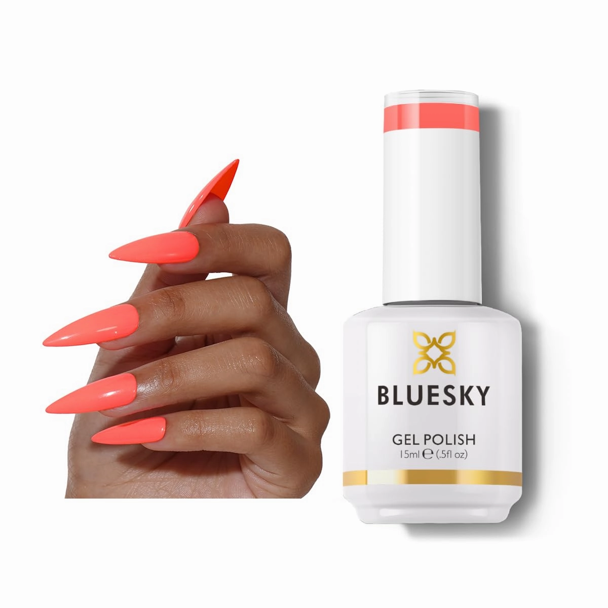 BLUESKY Gel Polish- Bright Coral Pink Soak Off Gel Polish,Vegan,Long Lasting&Chip Resistant,Nail Art,DIY at home, Nail Lamp Needed,15ml,A074P/PINK NEON CORAL