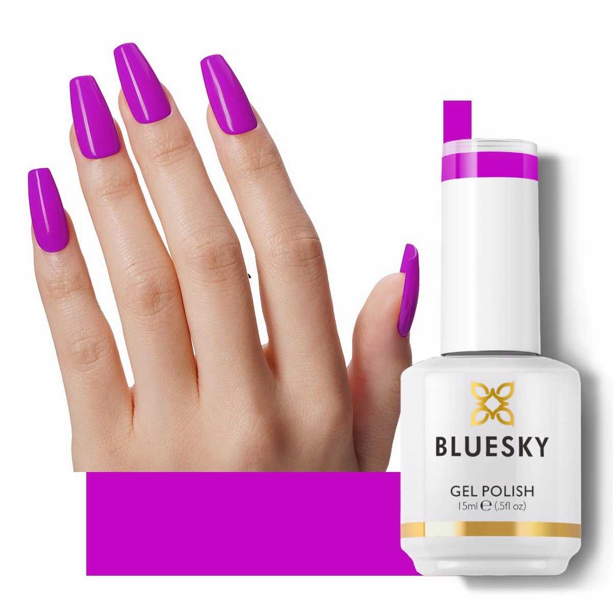 BLUESKY Neon Purple Gel Nail Polish - Soak Off Gel Polish,Professional Salon Quality for Home DIY Vegan&Cruelty-Free Manicure Nail Lamp Needed 0.5 Fl Oz A063P Pink Purple