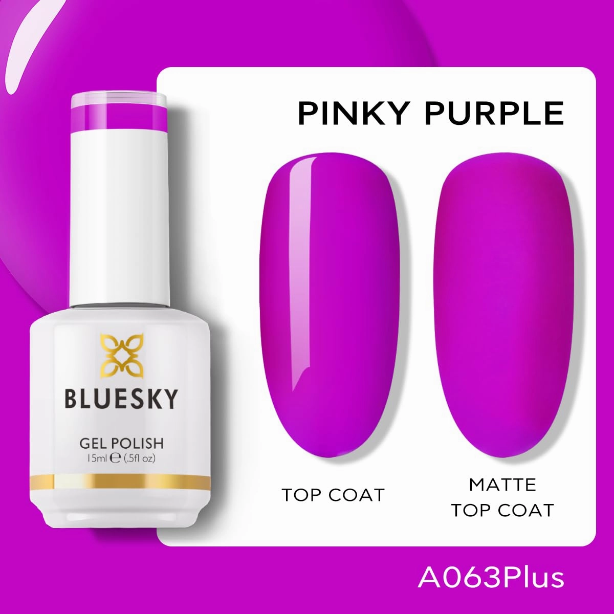BLUESKY Neon Purple Gel Nail Polish - Soak Off Gel Polish,Professional Salon Quality for Home DIY Vegan&Cruelty-Free Manicure Nail Lamp Needed 0.5 Fl Oz A063P Pink Purple