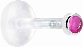 Body Candy Solid 14k White Gold 2mm Genuine Pink Tourmaline Bioplast Tragus Earring Stud 16 Gauge 1/4"