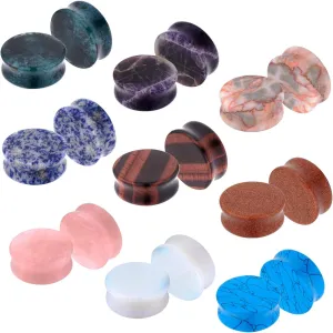 BodyJ4You 18PC Body Piercing Stone Plugs - Ear Stretching Kit - Beginners 8G-00G, Big Gauges 11mm-24mm (1 Inch) - Saddle Double Flared Tunnels Expander Earrings - Men Women Unisex Jewelry