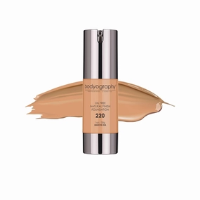 Bodyography Natural Finish Foundation - Oil-Free Anti-Aging Salon Natural Finish w/Vitamin E, C, Antioxidants (Med/Dark #220)