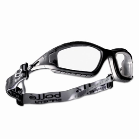 Bolle 40085 Tracker Series Safety Glasses, Anti-Scratch Anti-Fog Clear Lenses, One Size, Black/Gray
