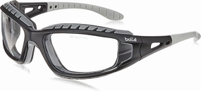 Bollé Safety 40085, Tracker Safety Glasses anti-scratch/anti-fog, black frame, Clear Lenses