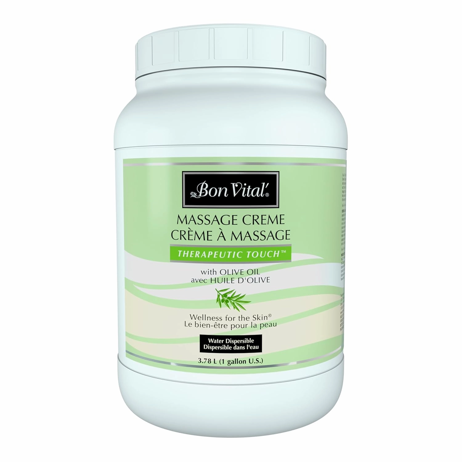 Bon Vital' Therapeutic Touch Massage Creme, Professional Massage Therapy Cream with Olive Oil to Repair Dry Skin & Soothe Sore Muscles, Full Body Moisturizer, 1 Gal, Label may Vary