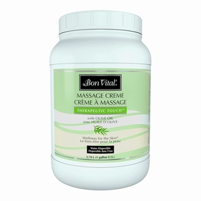Bon Vital' Therapeutic Touch Massage Creme, Professional Massage Therapy Cream with Olive Oil to Repair Dry Skin & Soothe Sore Muscles, Full Body Moisturizer, 1 Gal, Label may Vary