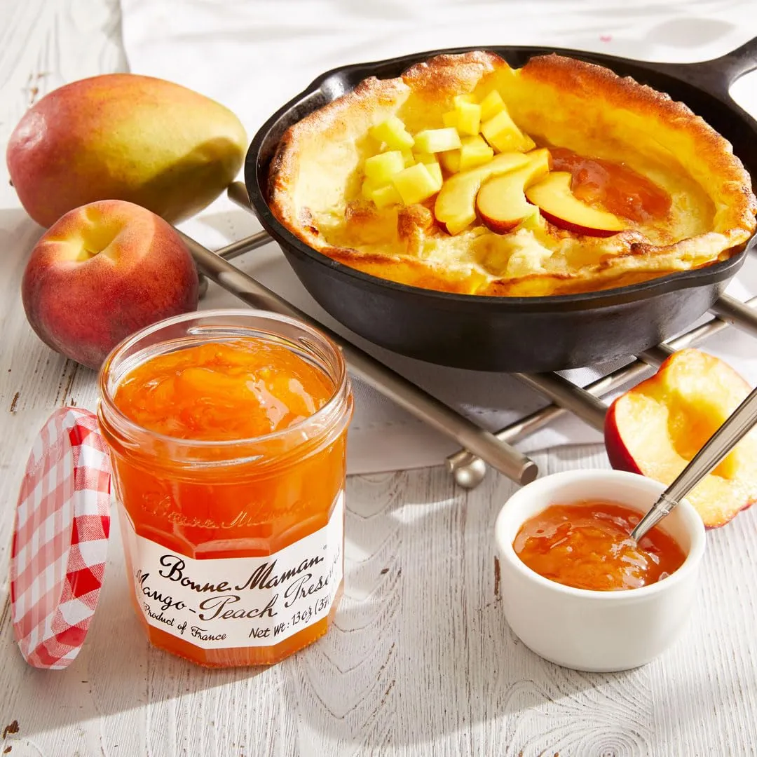 Bonne Maman Mango-Peach Preserves, 13 oz Glass Jars (Pack of 3) – Non-GMO, Made with Simple Ingredients