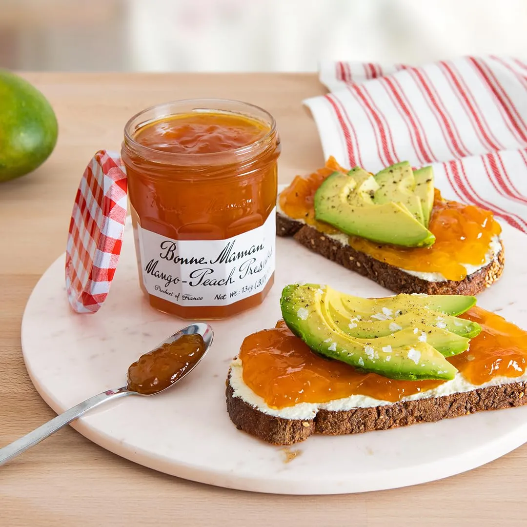 Bonne Maman Mango-Peach Preserves, 13 oz Glass Jars (Pack of 3) – Non-GMO, Made with Simple Ingredients