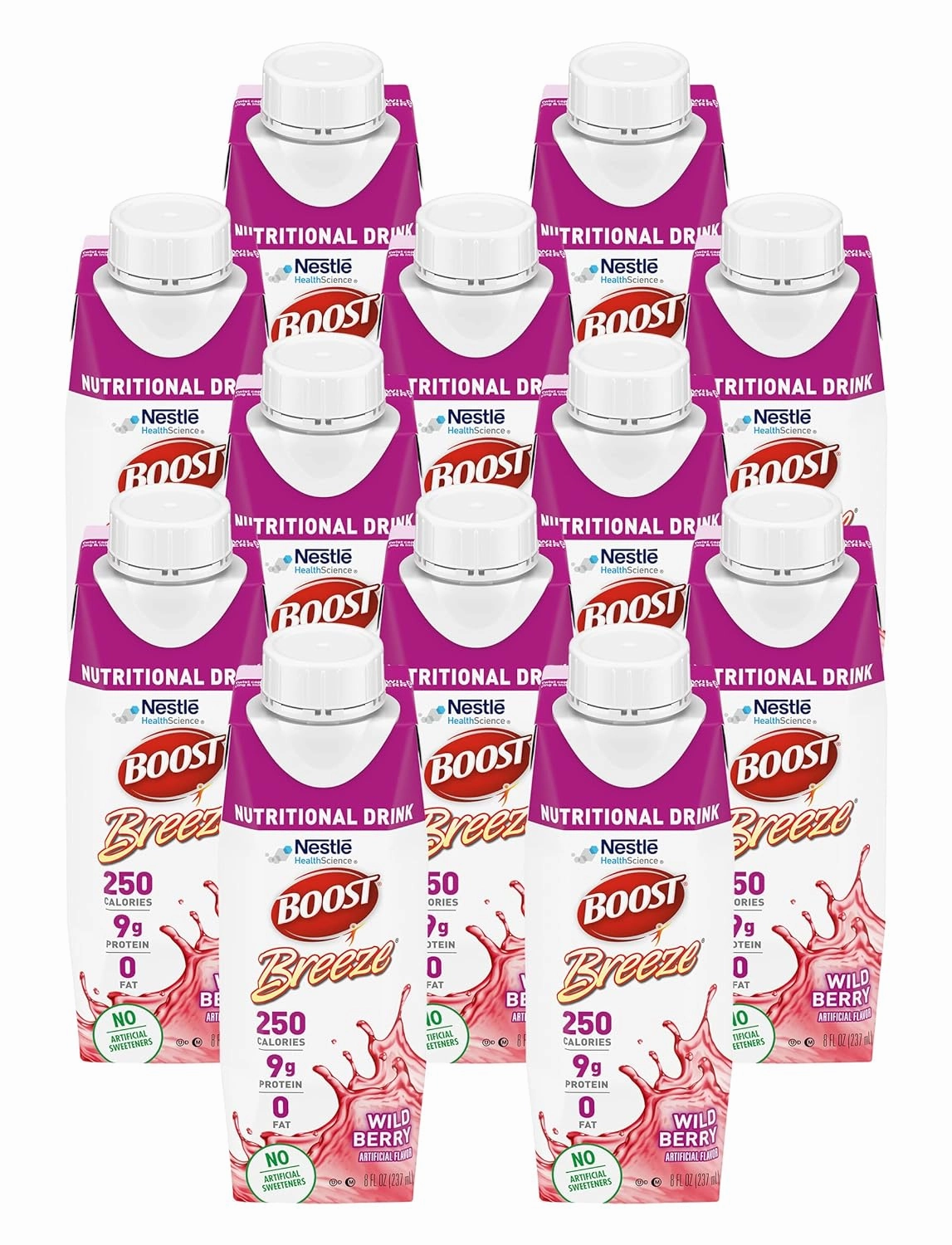 Boost Breeze Nutritional Drink Wildberry, 8 Fl Oz (Pack of 12)