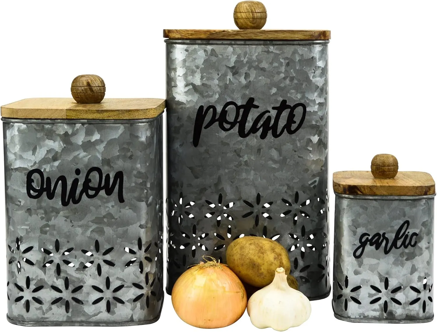 Boston Warehouse Root Vegetable Storage Set for Potatoes, Onions, and Garlic