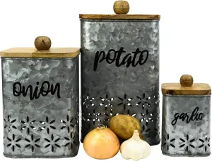 Boston Warehouse Root Vegetable Storage Set for Potatoes, Onions, and Garlic