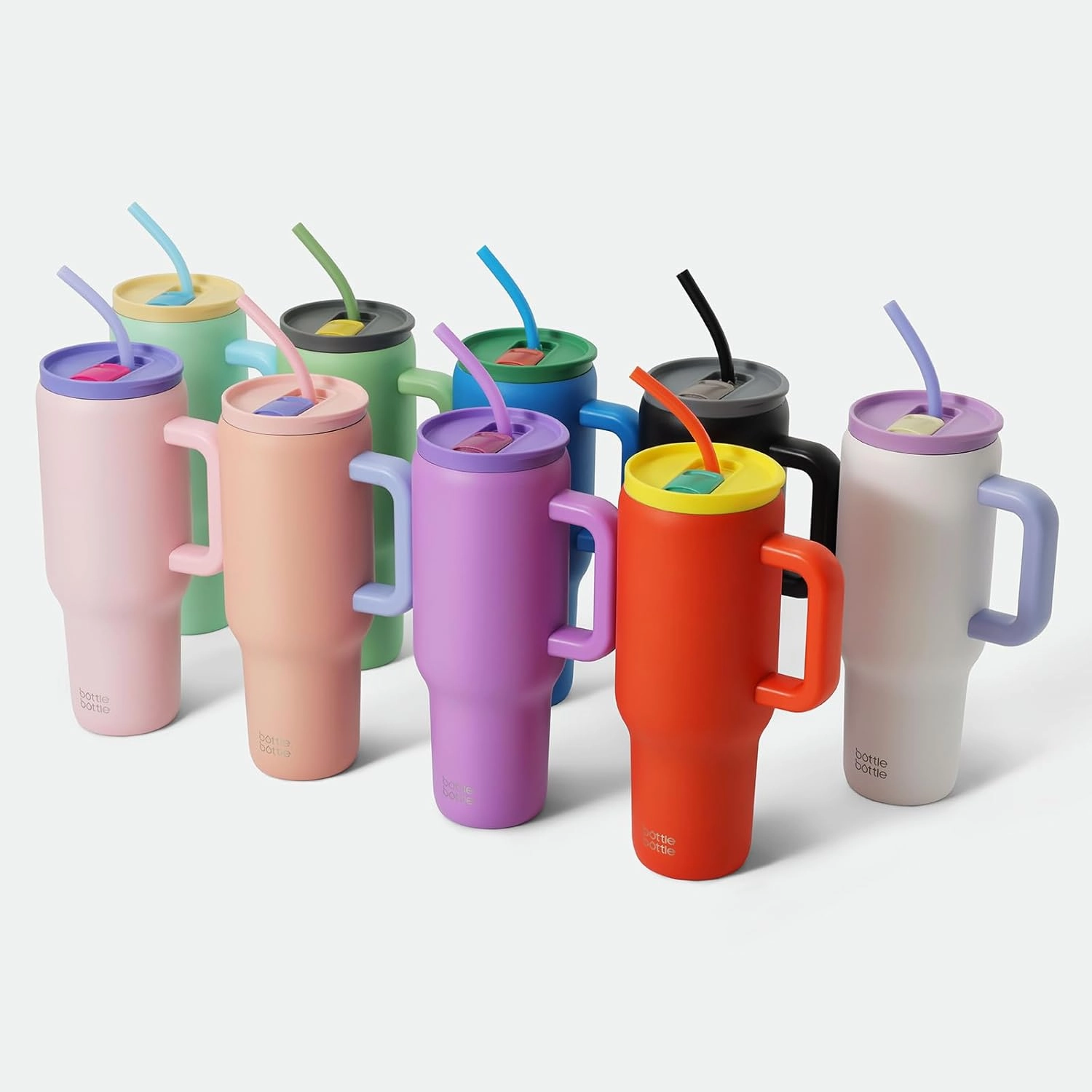 BOTTLE BOTTLE 40 oz Tumbler with Handle and Straw,Stainless Steel Vacuum Travel Mug,Car Cup with Straw, Stainless Steel Vacuum water bottle for Gifts Party Office Coffee (peach)