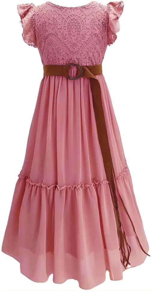 Bow Dream Off White Peach Vintage Lace Sleeveless Flower Girl's Dress