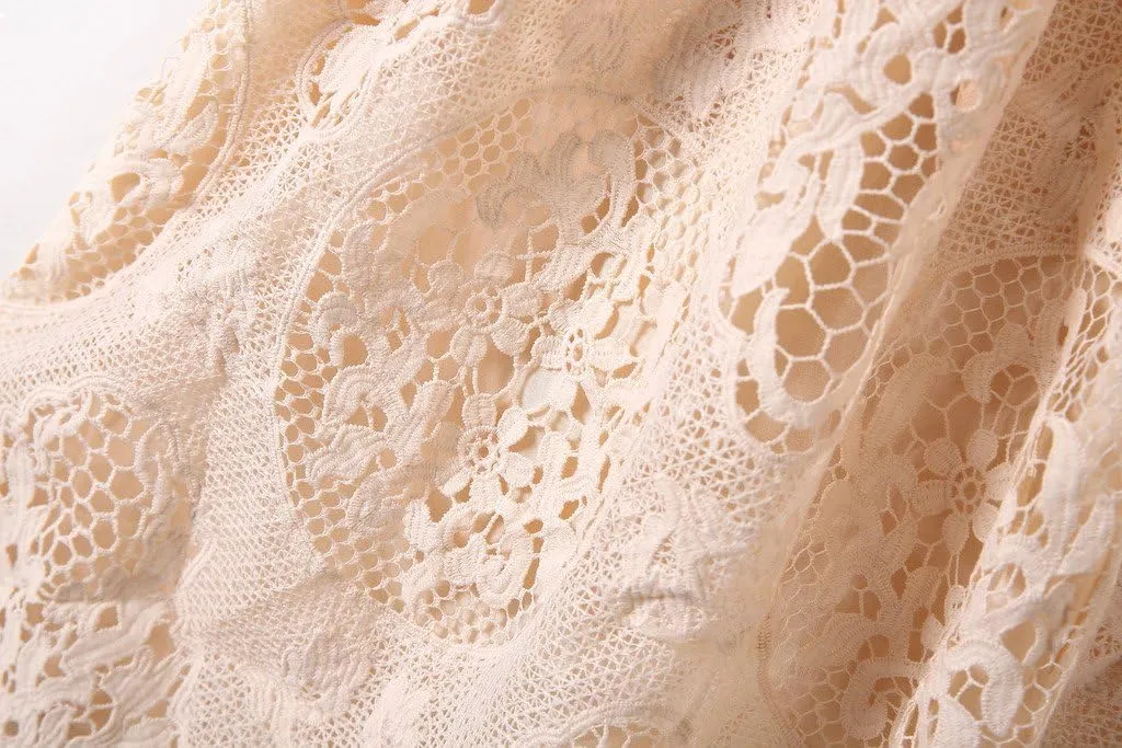Bow Dream Off White Peach Vintage Lace Sleeveless Flower Girl's Dress