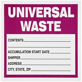 Brady 60362 6" Height, 6" Width, B-235 Paper Label, Purple And Black On White Color Universal Waste Labels (Pack Of 100)