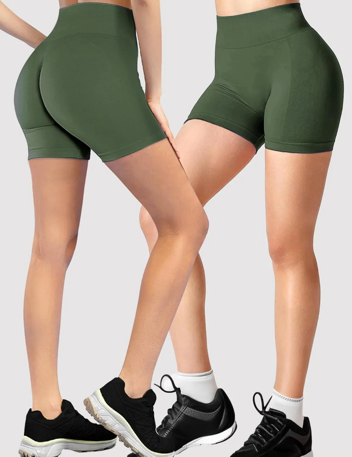 Buauty Gym Shorts Women, Seamless Yoga Workout Shorts, High-Waisted 3.6'' Scrunch Butt Booty Lifting Athletic Running Shorts