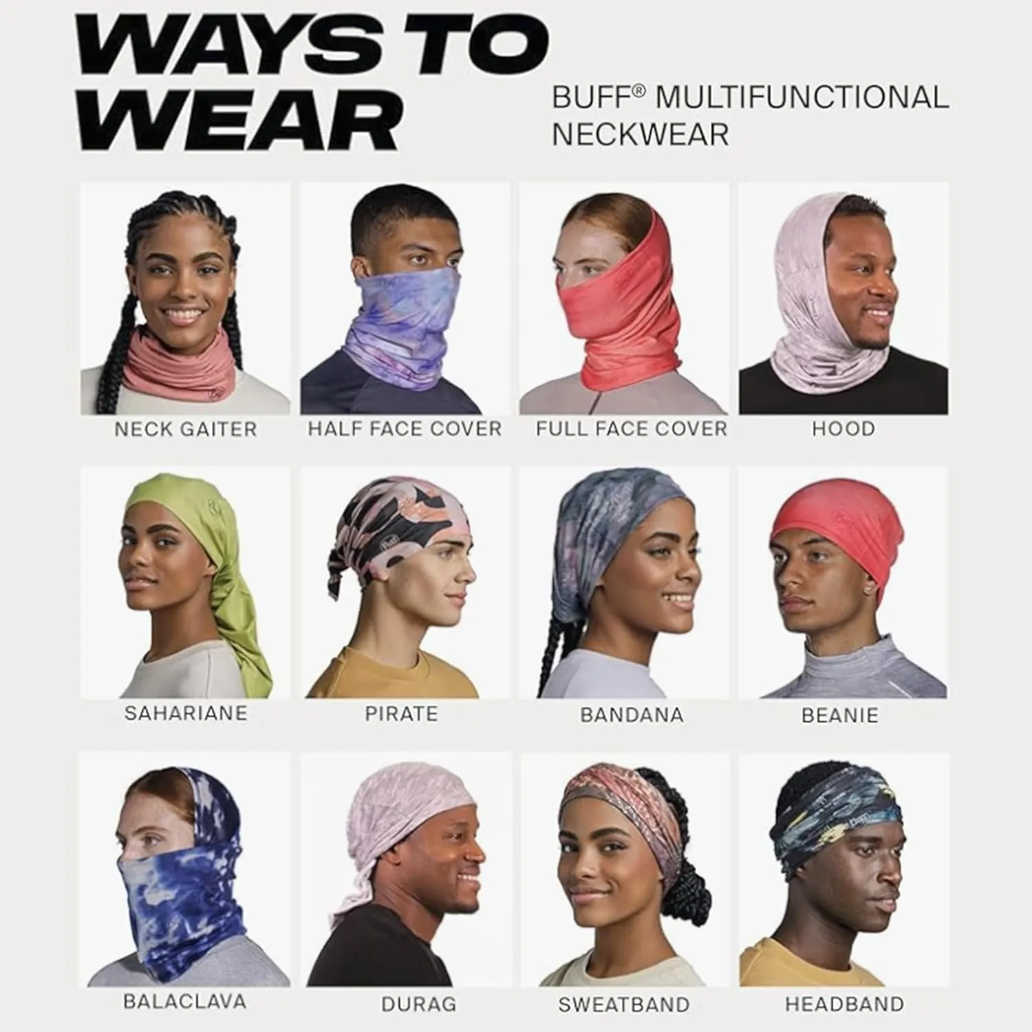 BUFF CoolNet UV Neck Gaiter, UPF 50 Sun Protection, Breathable, Versatile, Quick Dry Face Mask, Black & Blue, Adult Size