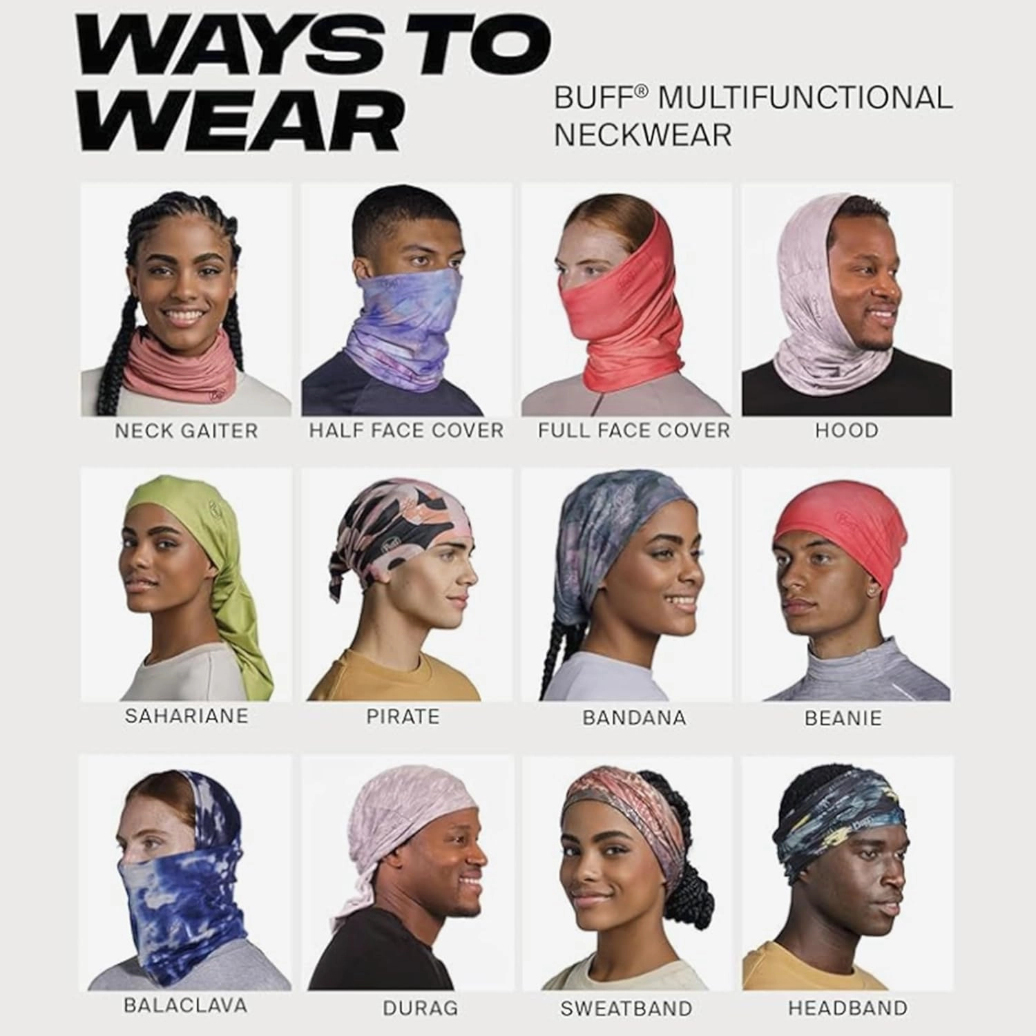 BUFF CoolNet UV Neck Gaiter, UPF 50 Sun Protection, Breathable, Versatile, Quick Dry Face Mask, Multi-Colored, Adult Size