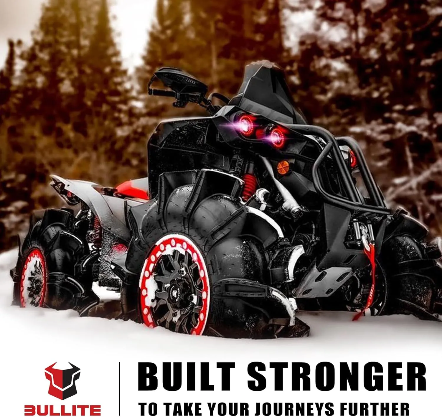 Bullite Wheels BT-05 Rider UTV ATV Wheel Gunmetal Gray Rims and Red Beadlock 15x7, 4x156 Bolt Pattern, 5 2 Offset, Compatible with Polaris RZR 1000 XP/Ranger XP 900/1000